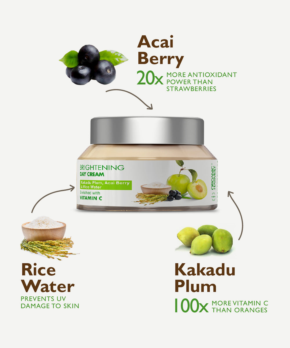 Organic Harvest - Brightening Day Cream with Kakadu Plum, Acai Berry, & Rice Water