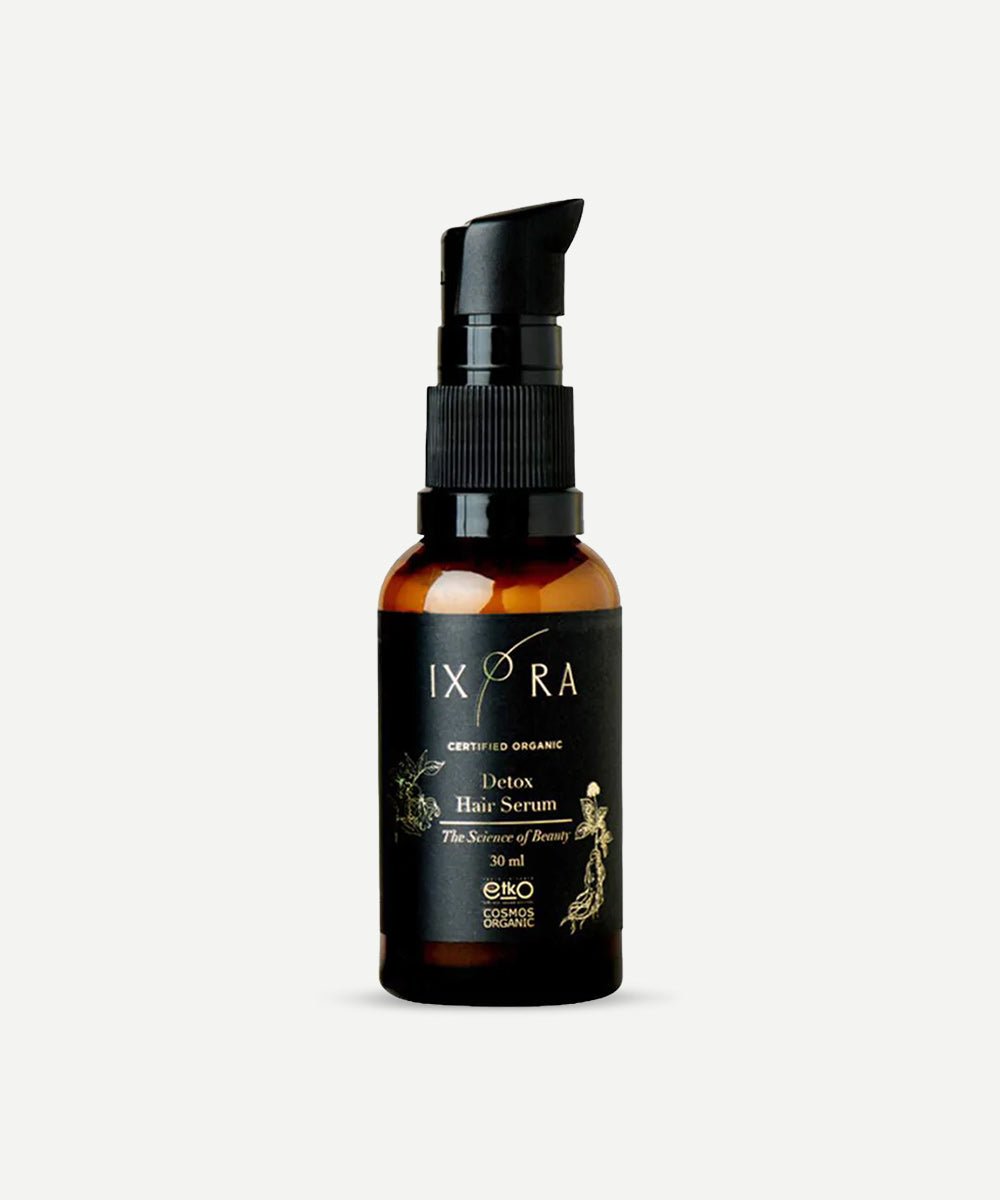 Ixora - Sebum Balancing Scalp Cleansing Detox Hair Serum with Ginseng, Clary Sage, Tamanu Oil, and Vitamin E for Stimulating Hair Growth