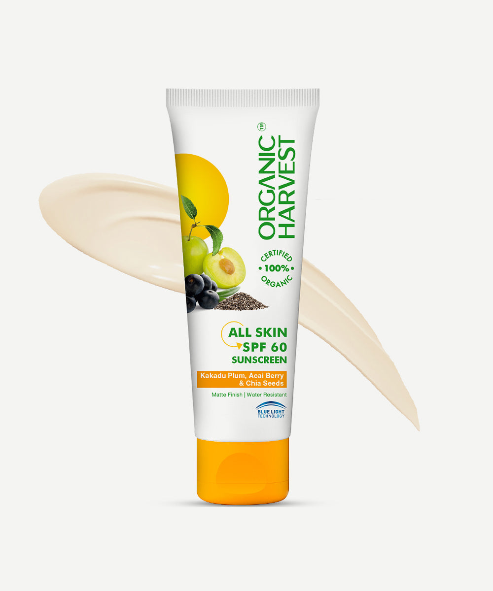 Organic Harvest   All Skin SPF 60 Sunscreen with Kakadu Plum Acai Berry and Chia Seed