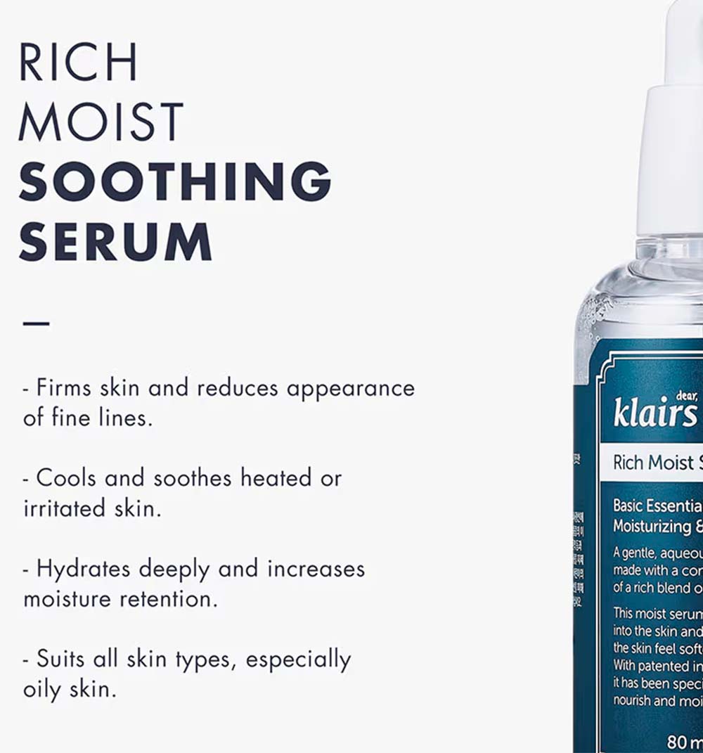 Dear, Klairs - Rich Moist Soothing Serum with Licorice Root & Rice Bran Extract