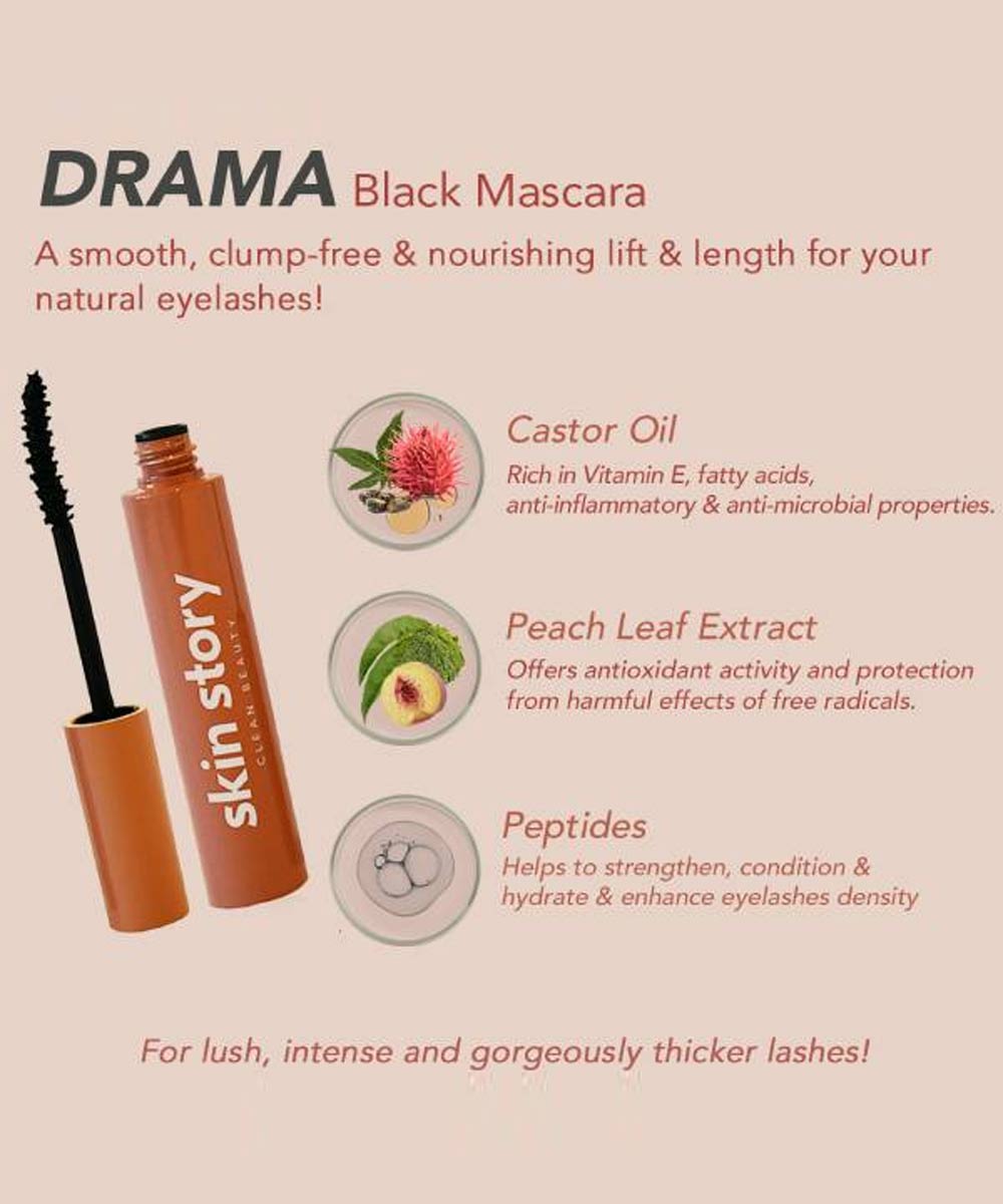 Skin Story  Buildable Mascara Drama with Peach Leaf ExtractPeptides