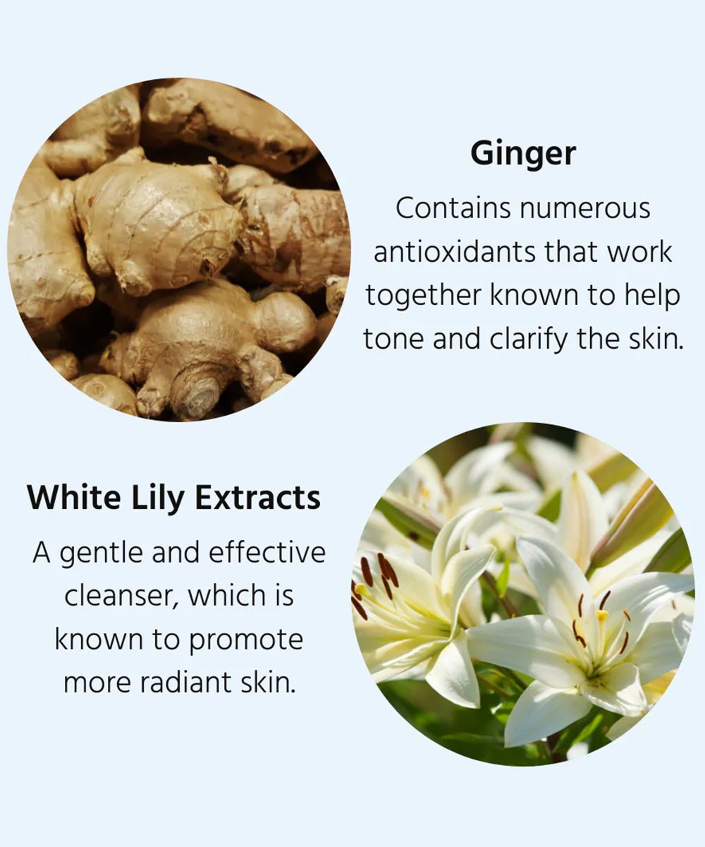Herbal Essentials - Foaming Face Wash with Ginger & White Lily Extracts for Cleansed & Toned Skin - Secret Skin