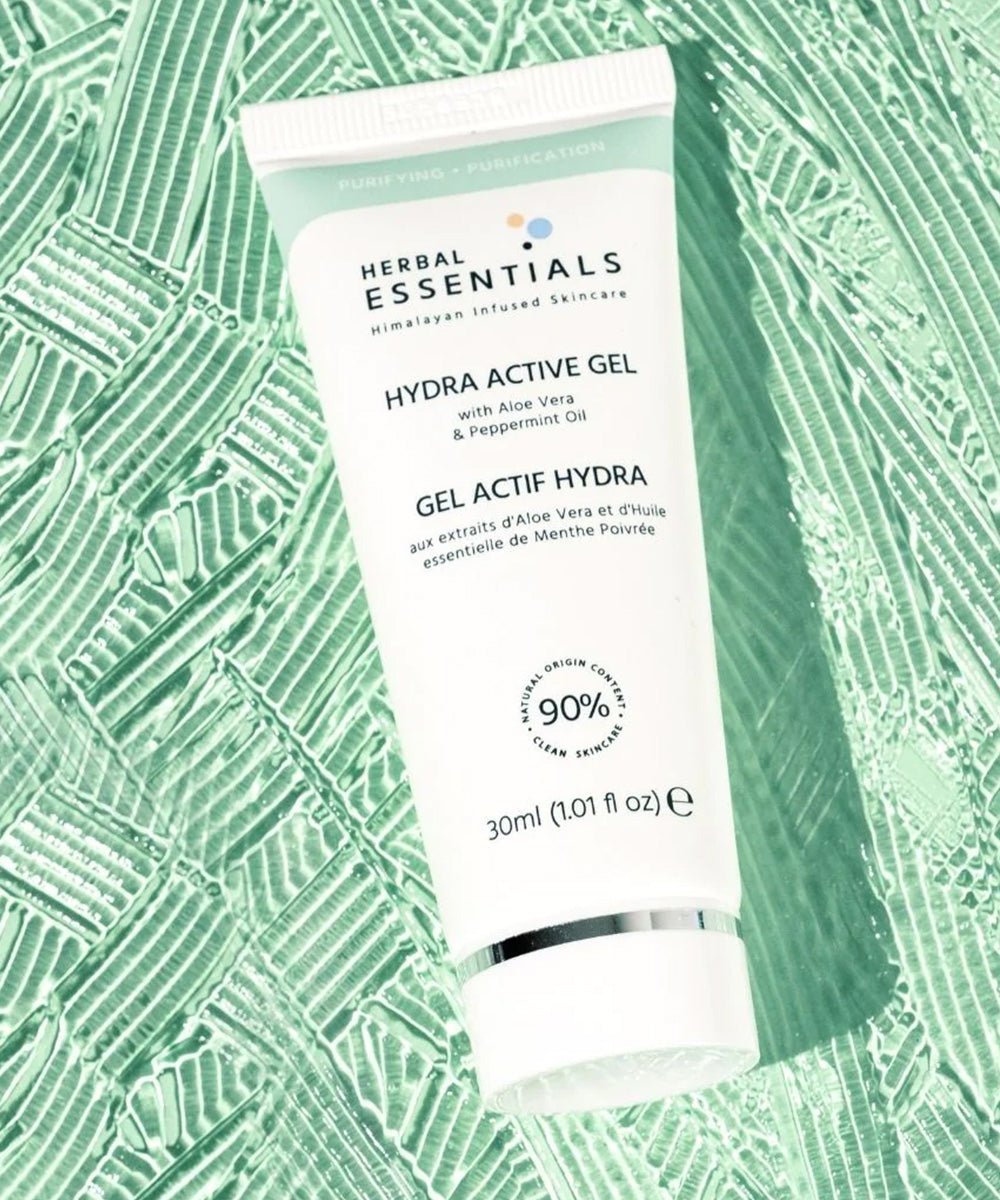 Herbal Essentials - Lightweight Hydra Active Gel with Peppermint Oil and Aloe Vera to Brighten & Balance Skin - Secret Skin