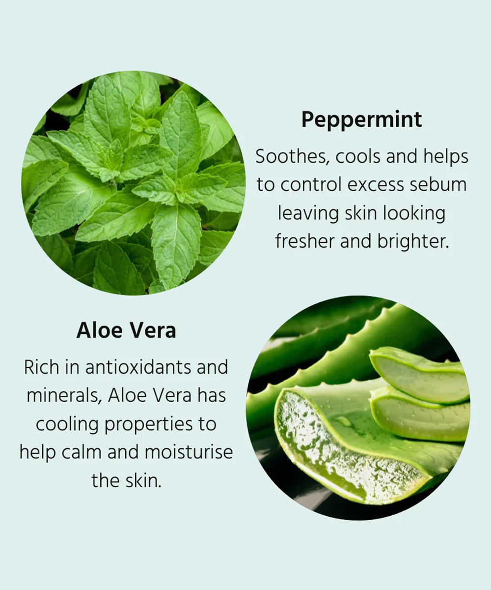 Herbal Essentials - Lightweight Hydra Active Gel with Peppermint Oil and Aloe Vera to Brighten & Balance Skin - Secret Skin