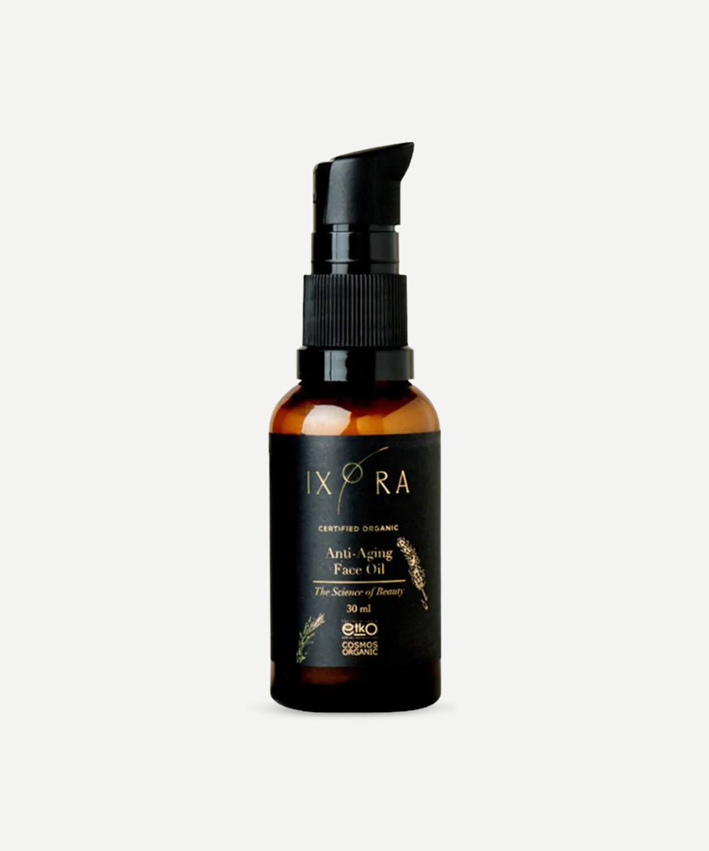 Ixora - Collagen Boosting Anti-Aging Face Oil with Pomegrenate Seed Oil, Argan Oil and Geranium Rose Essential Oil for Young Wrinkle-Free Skin