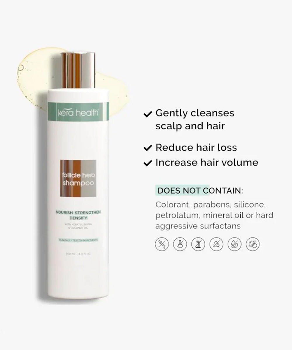 Kera Health - Gentle Follicle Hero Shampoo with Cucumber, Green Tea & KerCysteine® for Reducing Hair Fall & Increasing Thickness