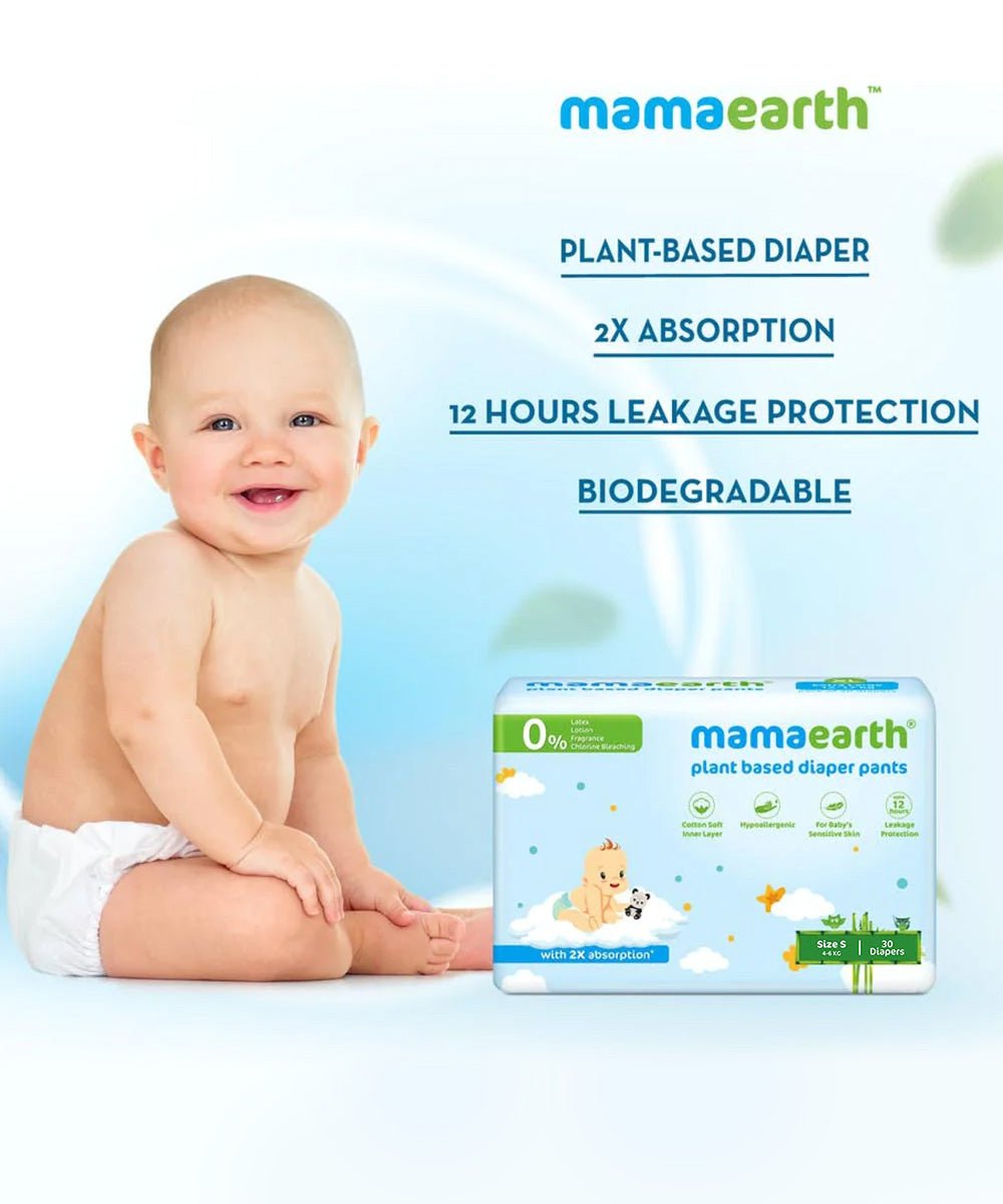 Mamaearth - Plant Based Diaper Pants (Size S 4-6 kg) with Aloe Vera & Cornstarch for Clean & Dry Skin