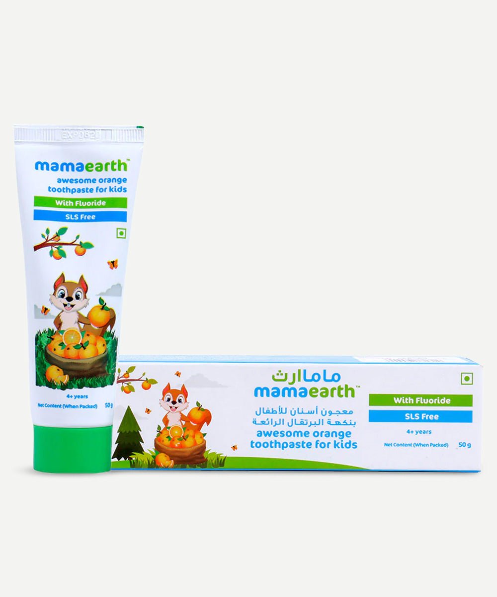 Mamaearth - Sulfate-Free Awesome Orange Toothpaste with Fluoride to Clean & Strengthen Teeth
