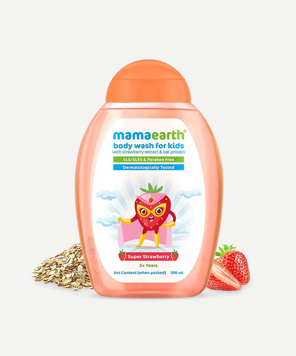 Mamaearth - Super Strawberry Body Wash with Strawberry & Oat to Cleanse & Smoothen Skin