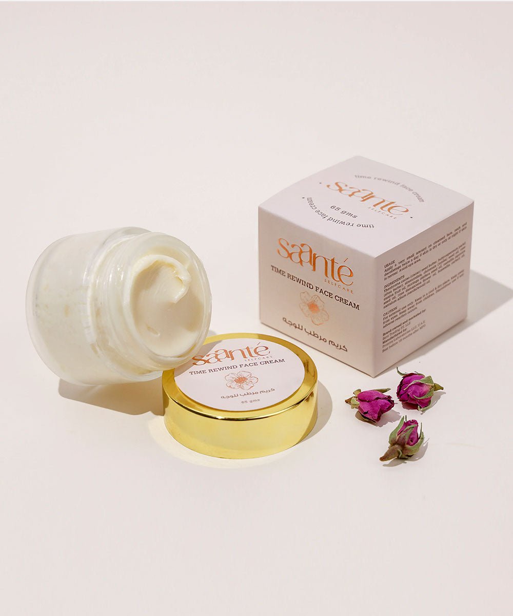 Saanté - Moisturizing Time Rewind Face Cream with Rose, Sandalwood & Moringa Oil for Supple, Smooth Skin - Secret Skin