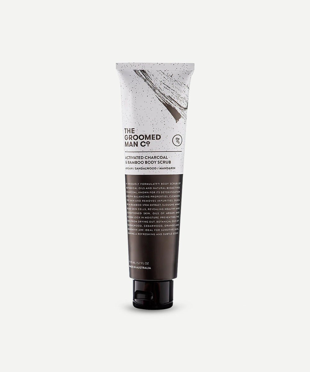 The Groomed Man Co - Purifying Body Scrub with Activated Charcoal & Bamboo to Exfoliate, Strengthen & Repair Skin - Secret Skin