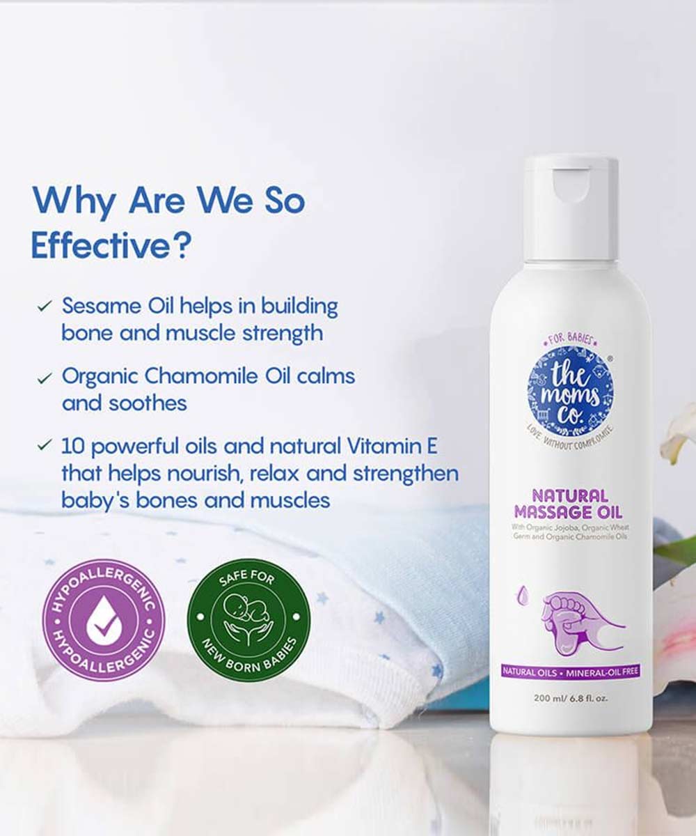 The Mom's Co - Strengthening Baby Massage Oil with Sesame Oil & Almond Oil - Secret Skin